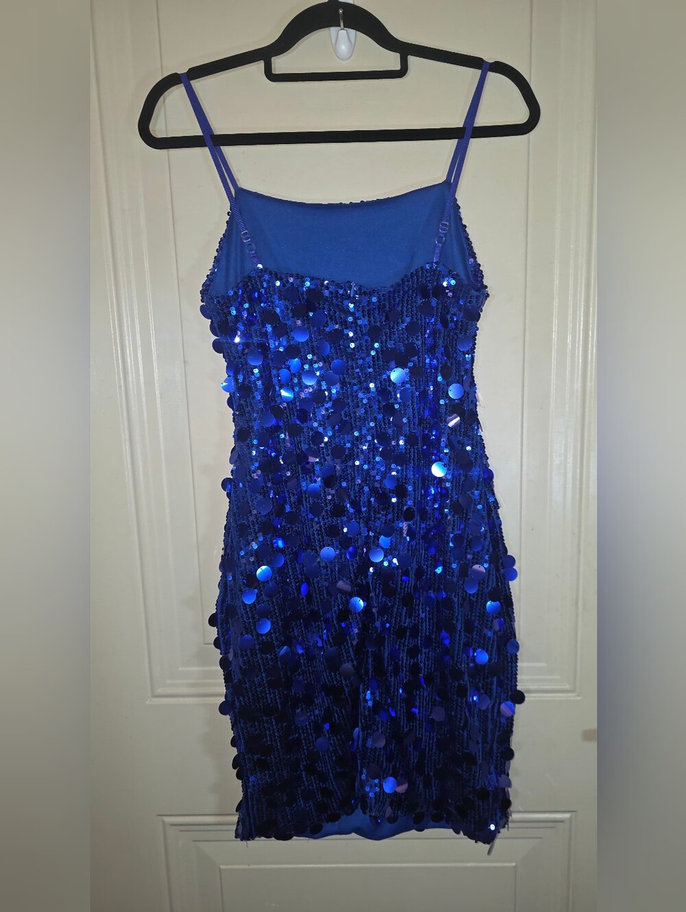 Zeflows Royal Blue Sequin Mini Dress NWT Women’s Large HOCO Glam Festival - Picture 7 of 16